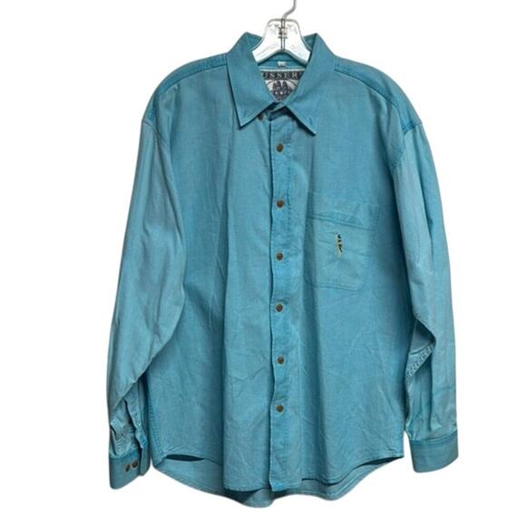 Men's Blue Green Pusser's Oxford Blues Long Sleeve Button Up 100% Cotton Shirt L - Picture 2 of 8